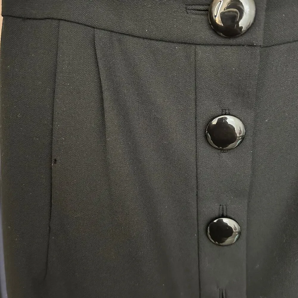 Kate Spade Pleated Button Down Wool Skirt Women's Black Size 4